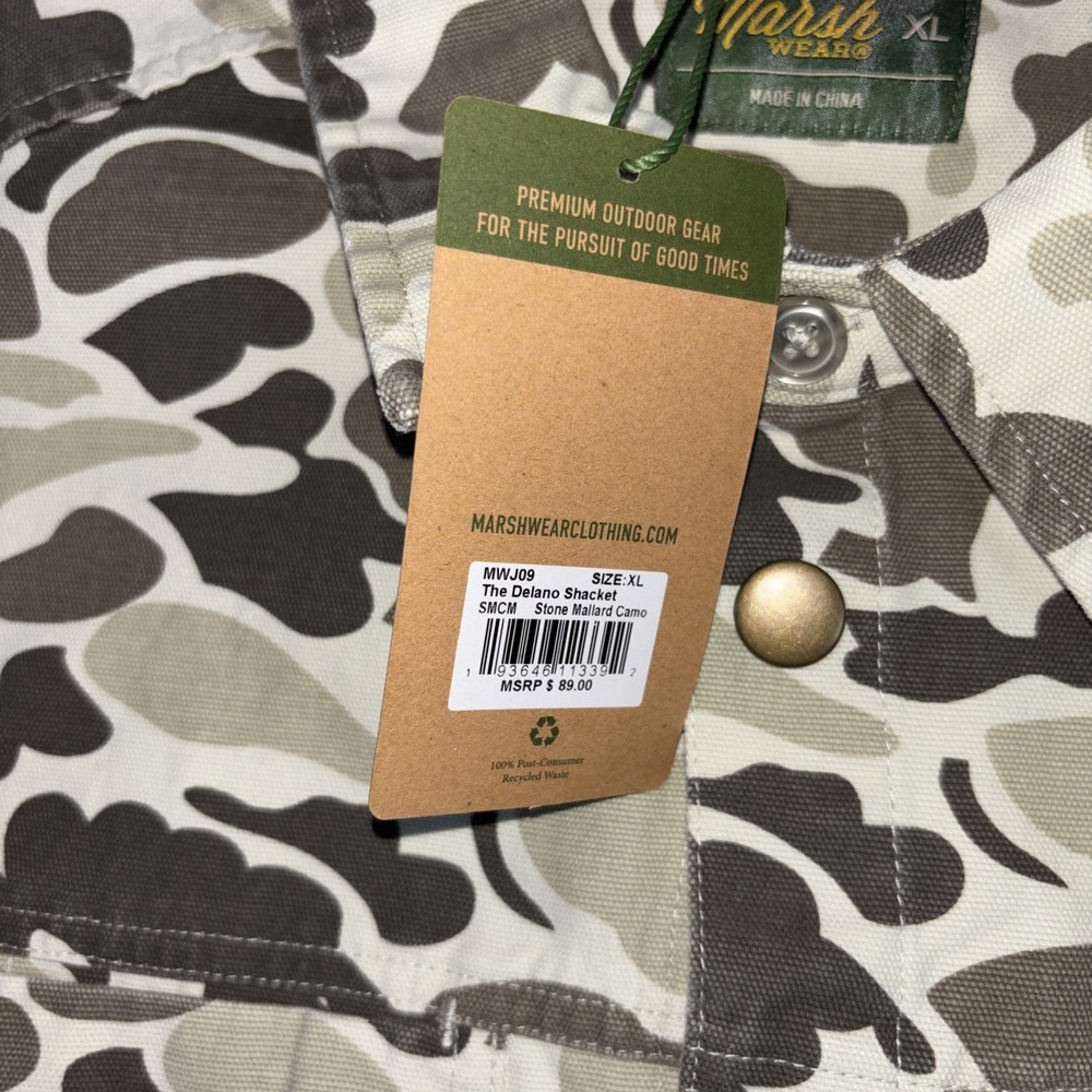 NWT Marsh Wear Delano Shacket Mens XL Stone Mallard Camo Button‎ 4 Pocket Canvas - Picture 4 of 7